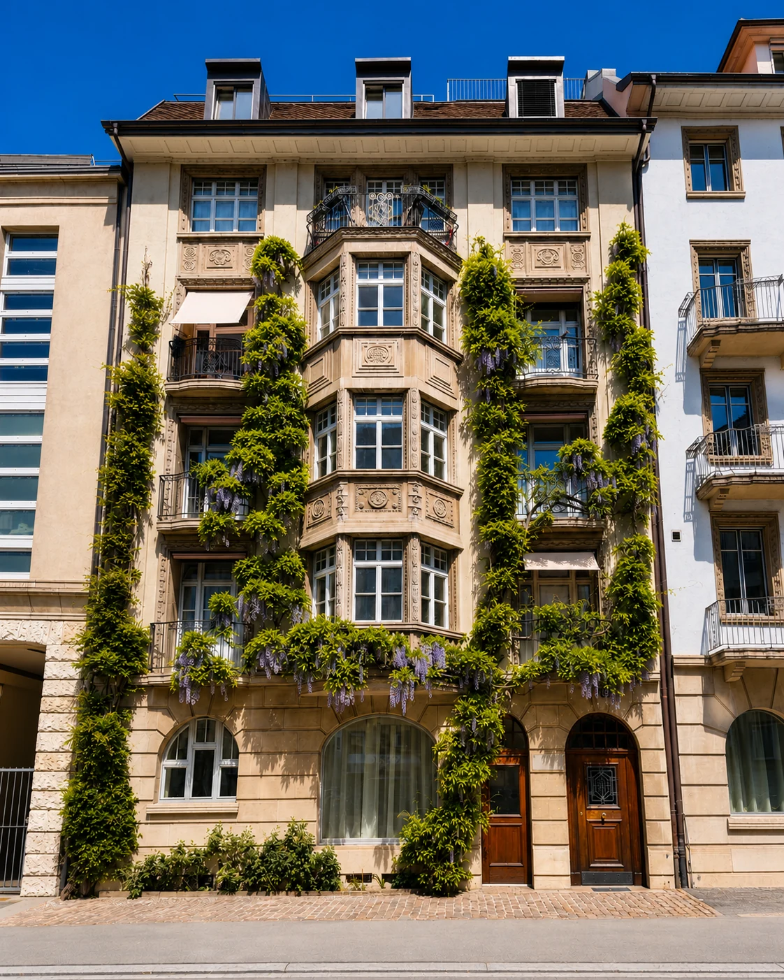 Historische Praxisfassade an der Färberstrasse 15 im Zürcher Seefeld